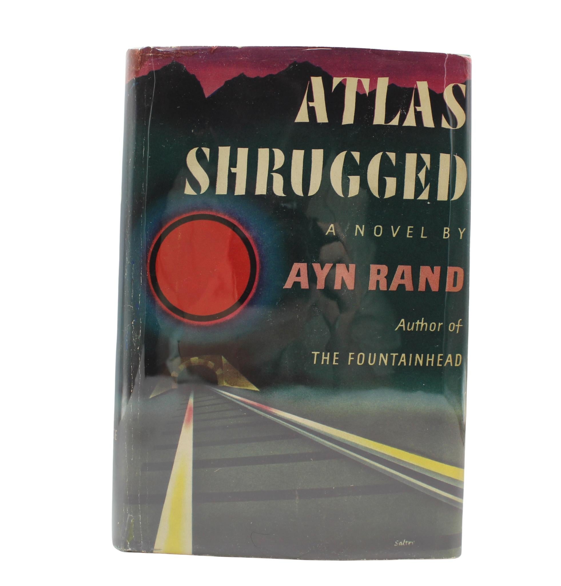 Cuir Atlas Shrugged par Ayn Rand, première édition, première impression, sous jaquette, 1957 en vente