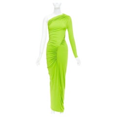 ATLEIN Runway green viscose ruched panels one sleeve dress FR34 XS