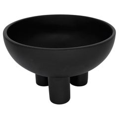 Atlixco Black Resin Triple Footed Pedestal Bowl