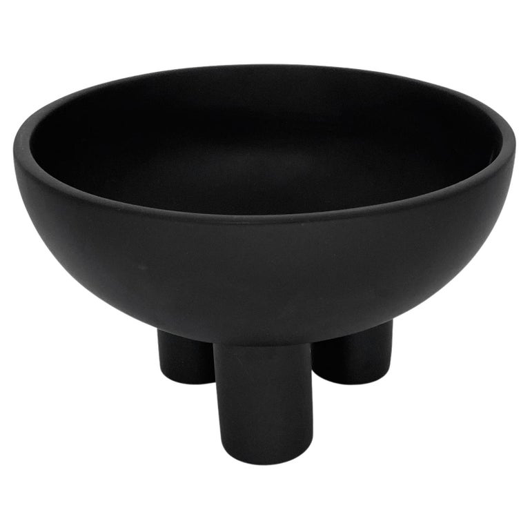 Atlixco Black Resin Triple Footed Pedestal Bowl at 1stDibs