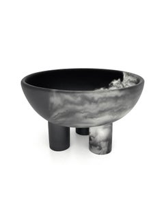 Atlixco Black & Smoke Resin Triple Footed Pedestal Bowl