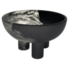 Atlixco Black & Smoke Resin Triple Footed Pedestal Bowl