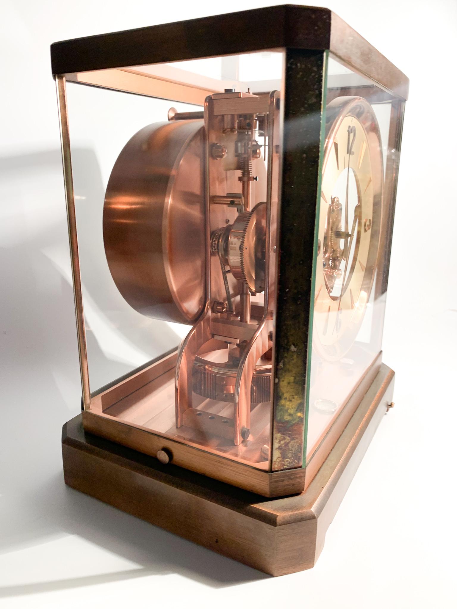 Gold Plate Atmos by Jaeger Le Coultre Classic Model Plated in Rose Gold For Sale