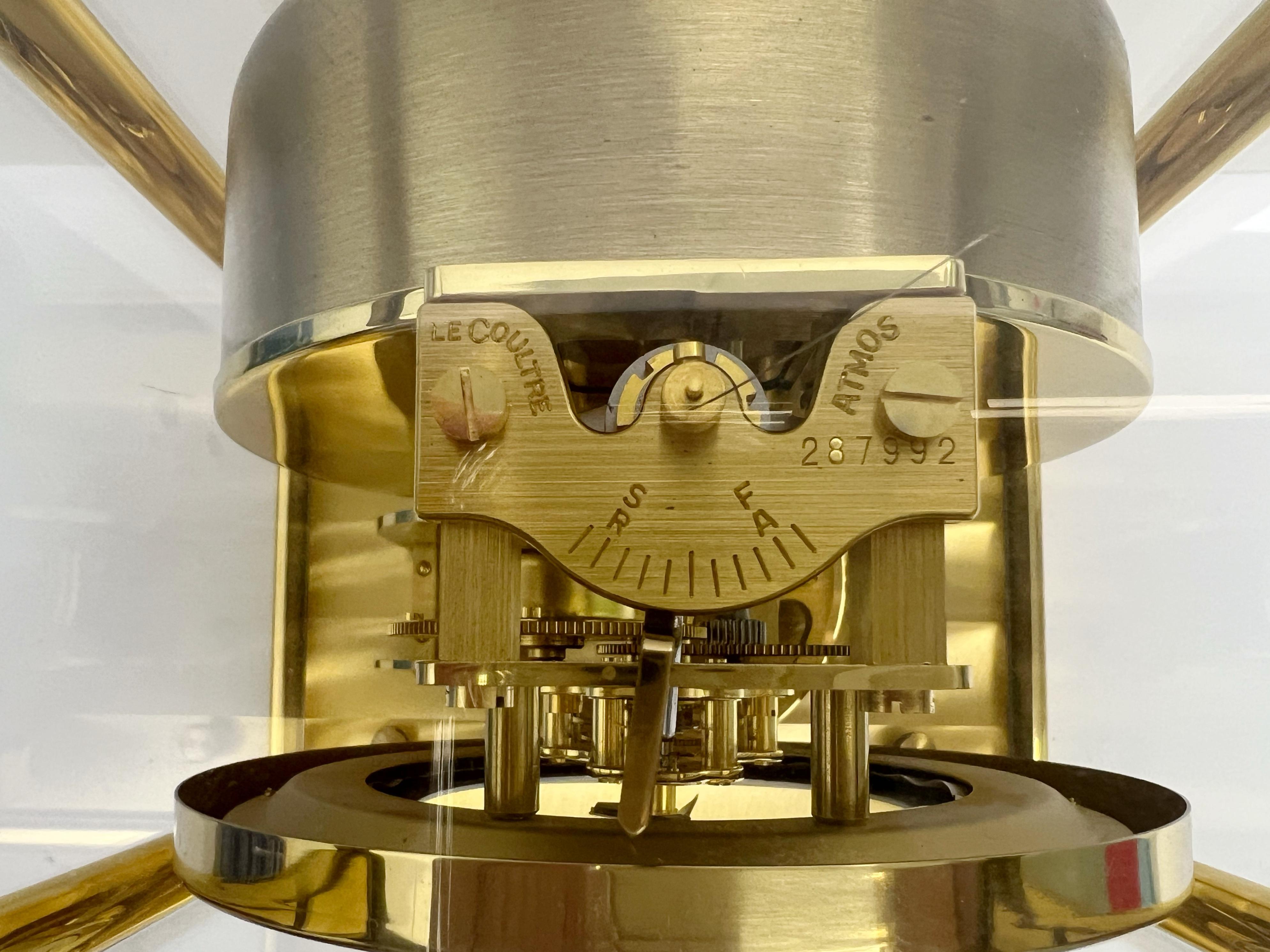 Atmos Jaeger LeCoultre Clock Gold Plated 287992 1960s For Sale 4
