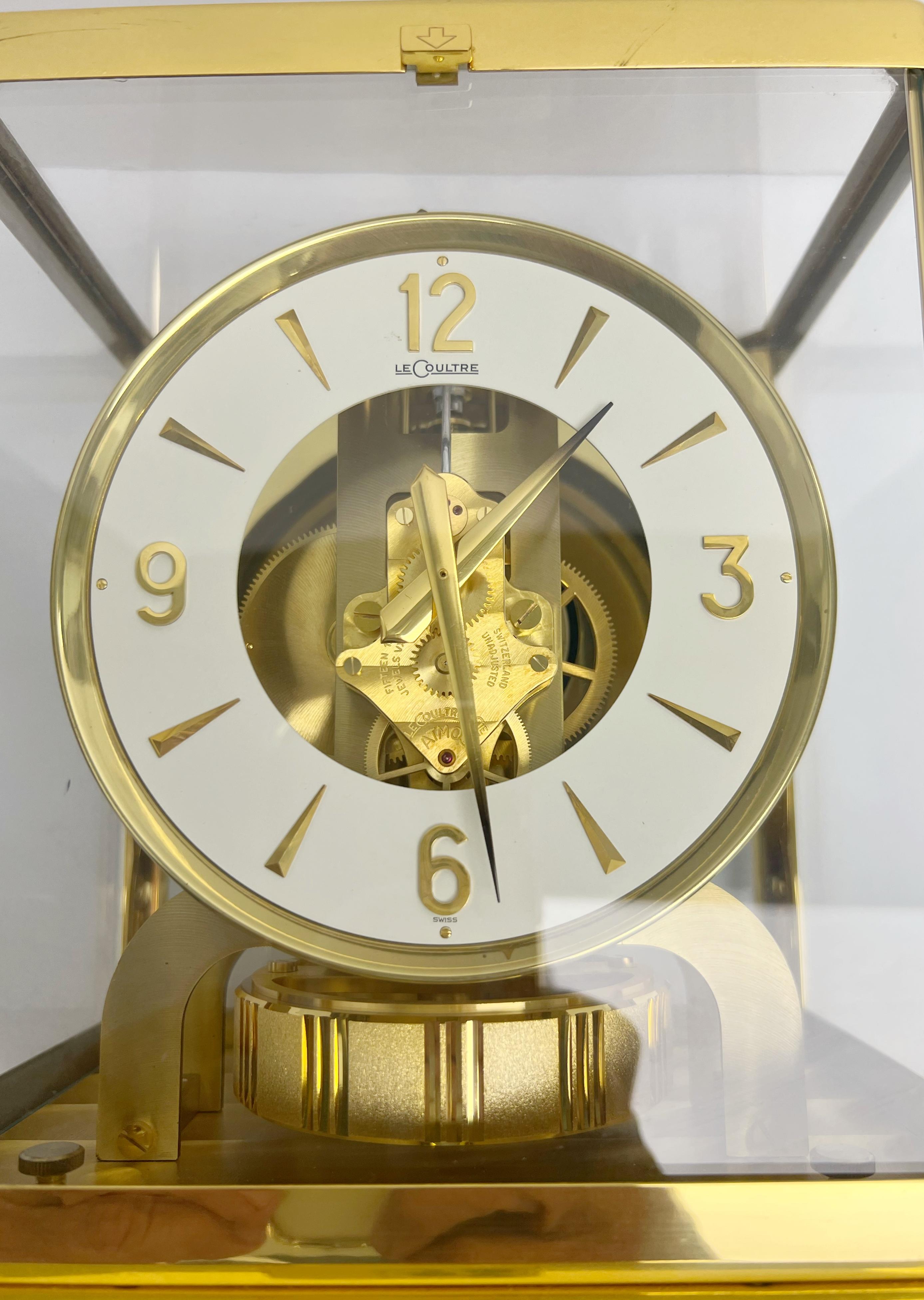 Atmos Jaeger LeCoultre Clock Gold Plated 287992 1960s For Sale 5