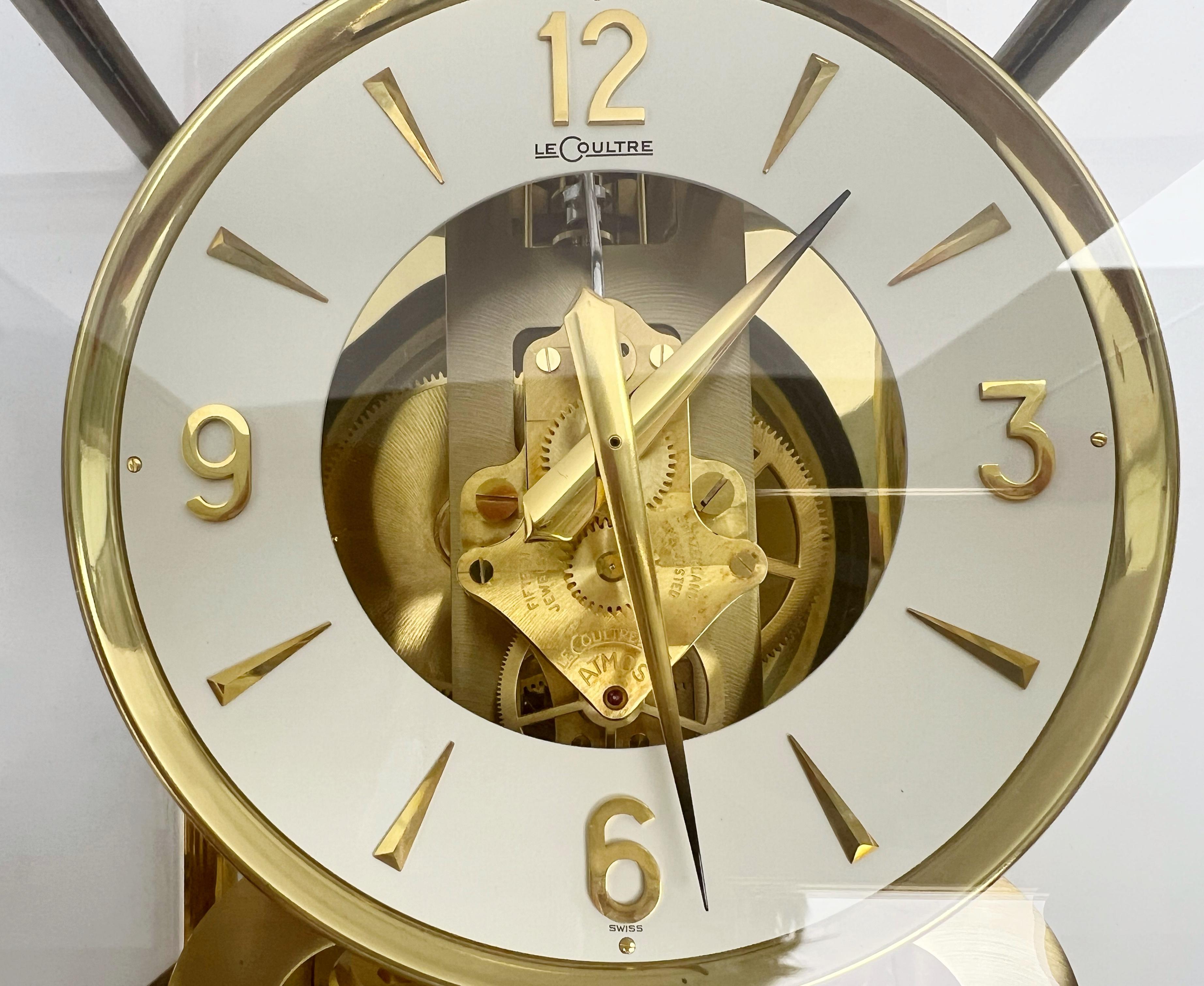 Atmos Jaeger LeCoultre Clock Gold Plated 287992 1960s For Sale 6