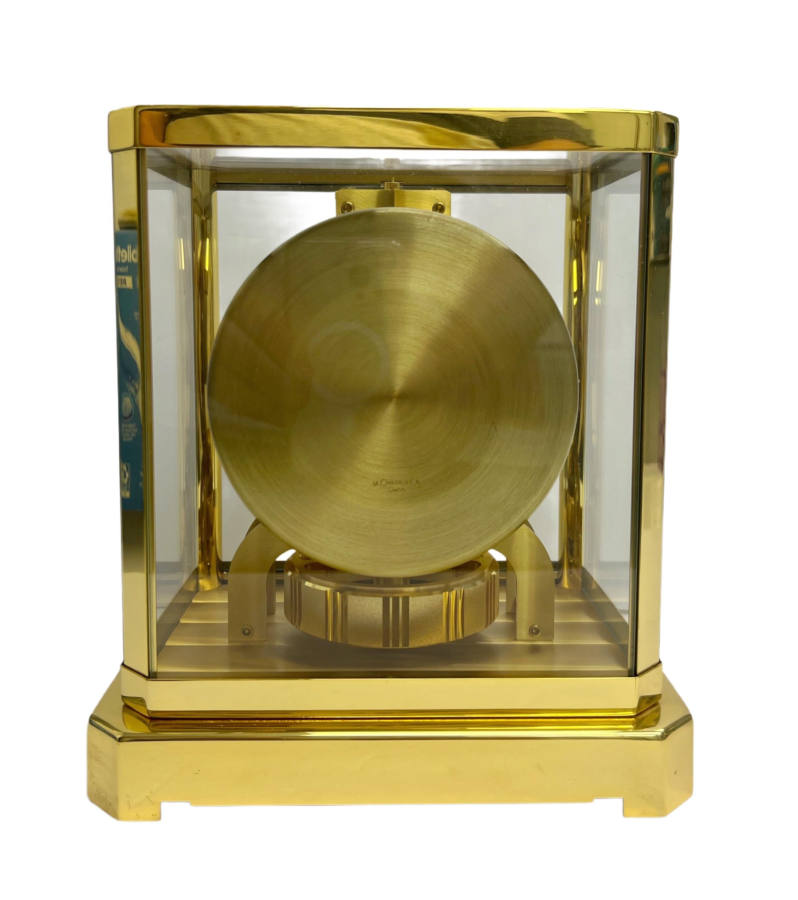 Swiss Atmos Jaeger LeCoultre Clock Gold Plated 287992 1960s For Sale