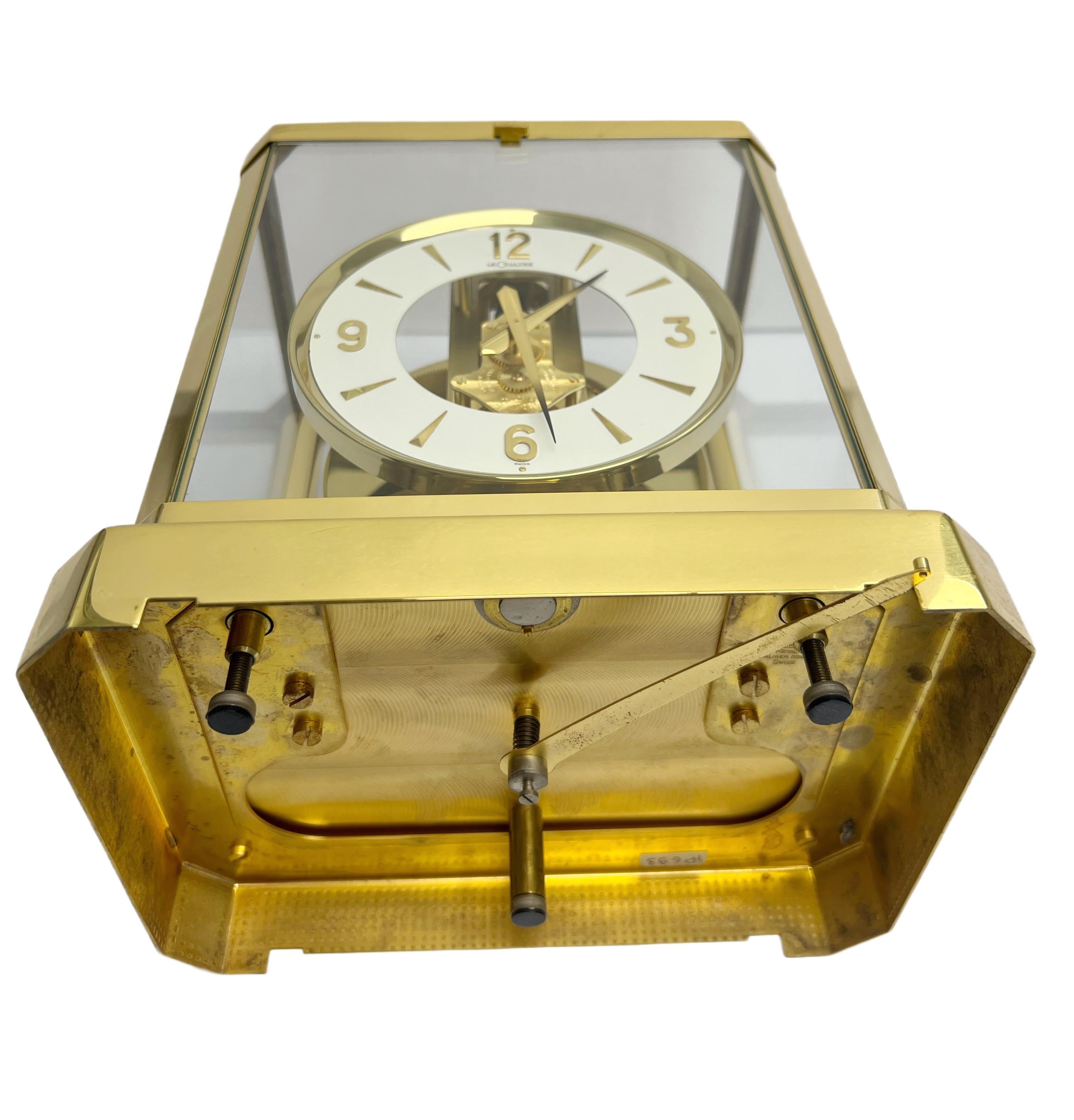 Gilt Atmos Jaeger LeCoultre Clock Gold Plated 287992 1960s For Sale