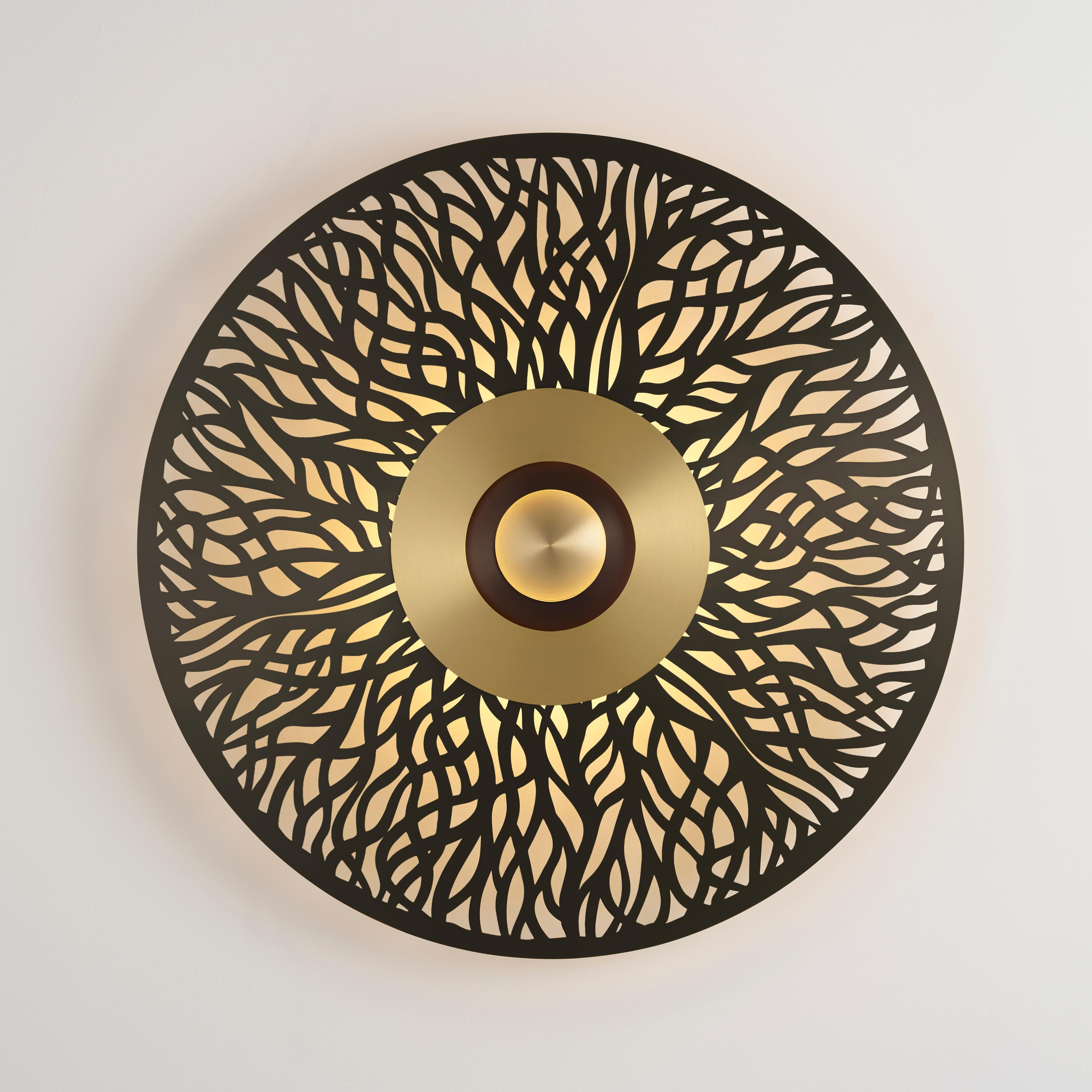 Atmos racine wall light by Emilie Cathelineau
Dimensions: D 83.7 cm
Materials: Solid brass, Polycarbonate diffuser.
Others finishes and dimensions are available.

All our lamps can be wired according to each country. If sold to the USA it will
