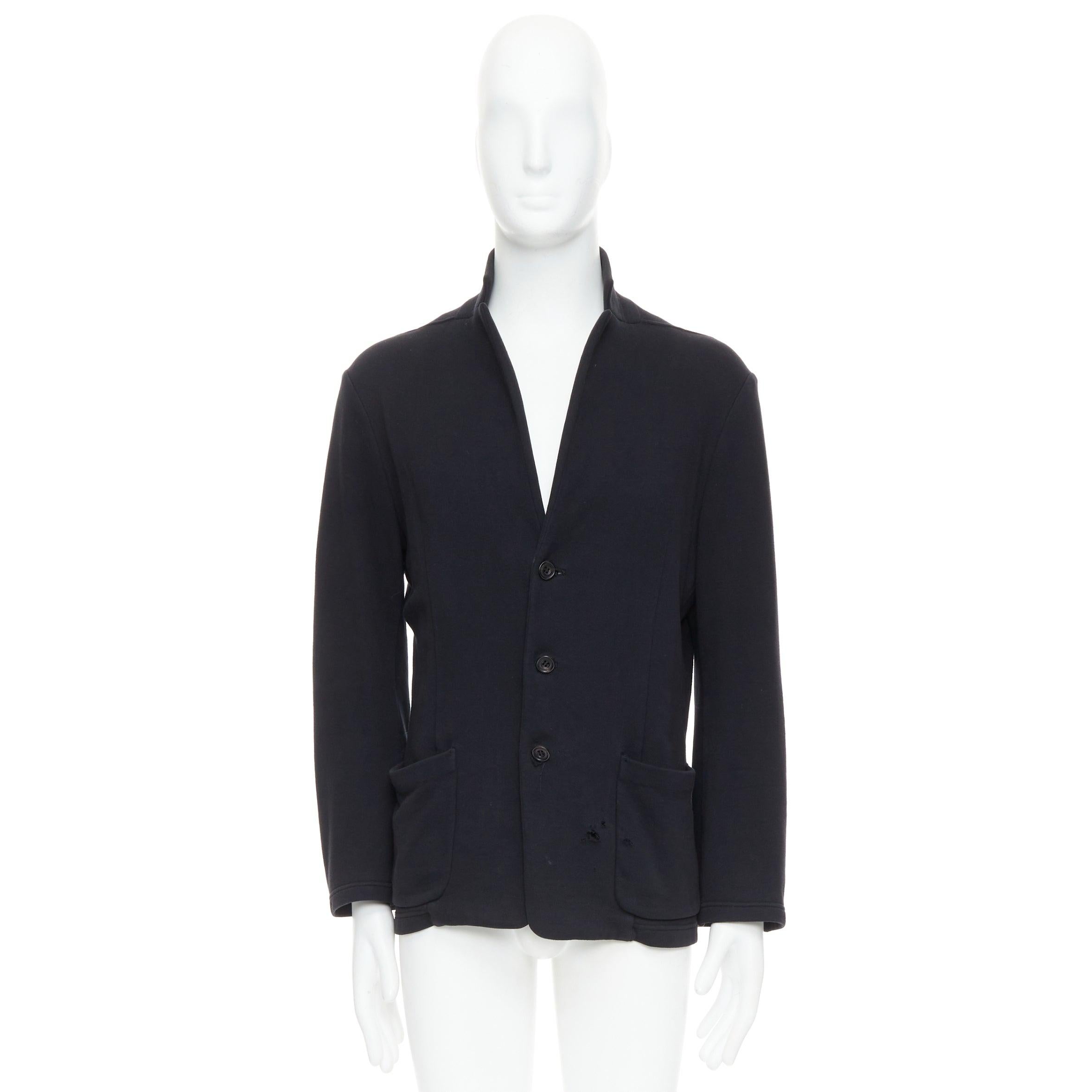 ATO black cotton jersey panelled pocketed cropped blazer IT46 S For Sale 5