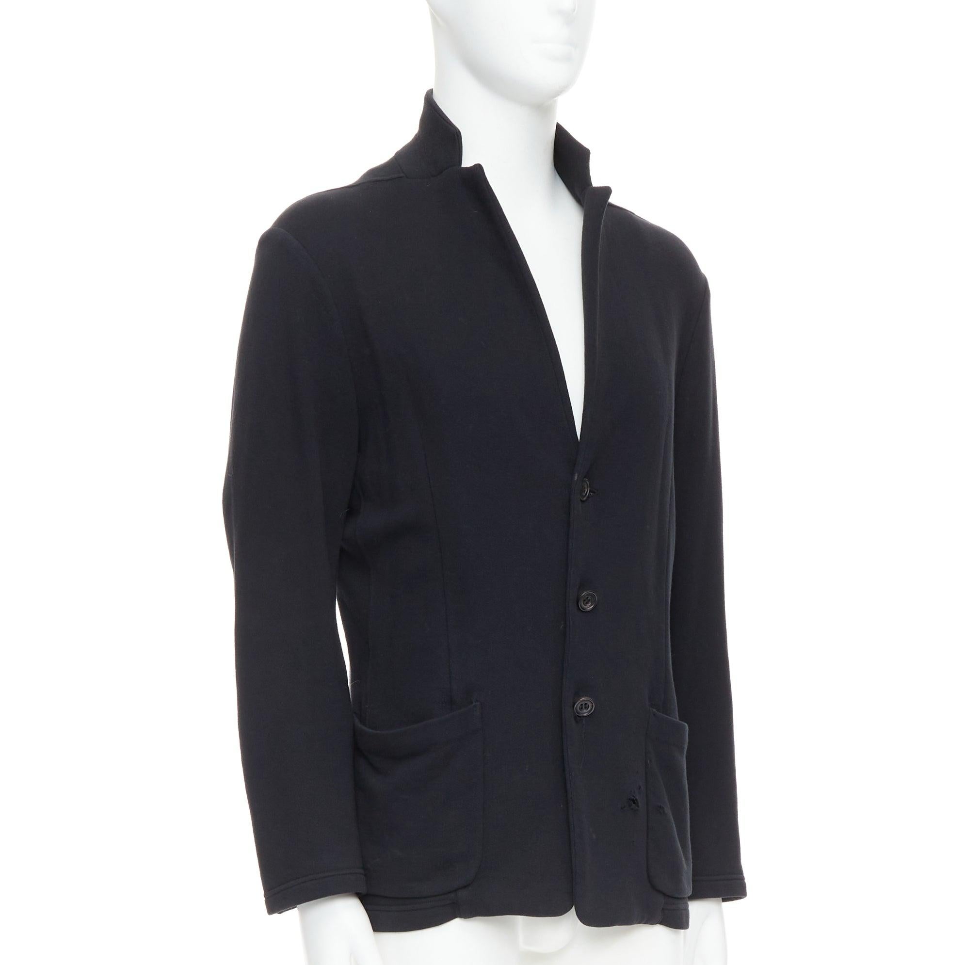 ATO black cotton jersey panelled pocketed cropped blazer IT46 S In Fair Condition For Sale In Hong Kong, NT