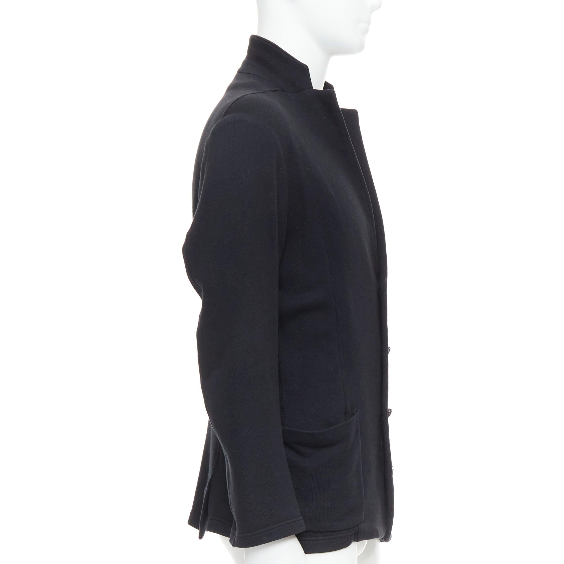Men's ATO black cotton jersey panelled pocketed cropped blazer IT46 S For Sale