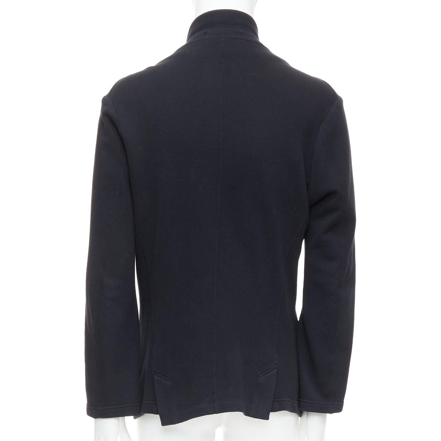ATO black cotton jersey panelled pocketed cropped blazer IT46 S For Sale 1