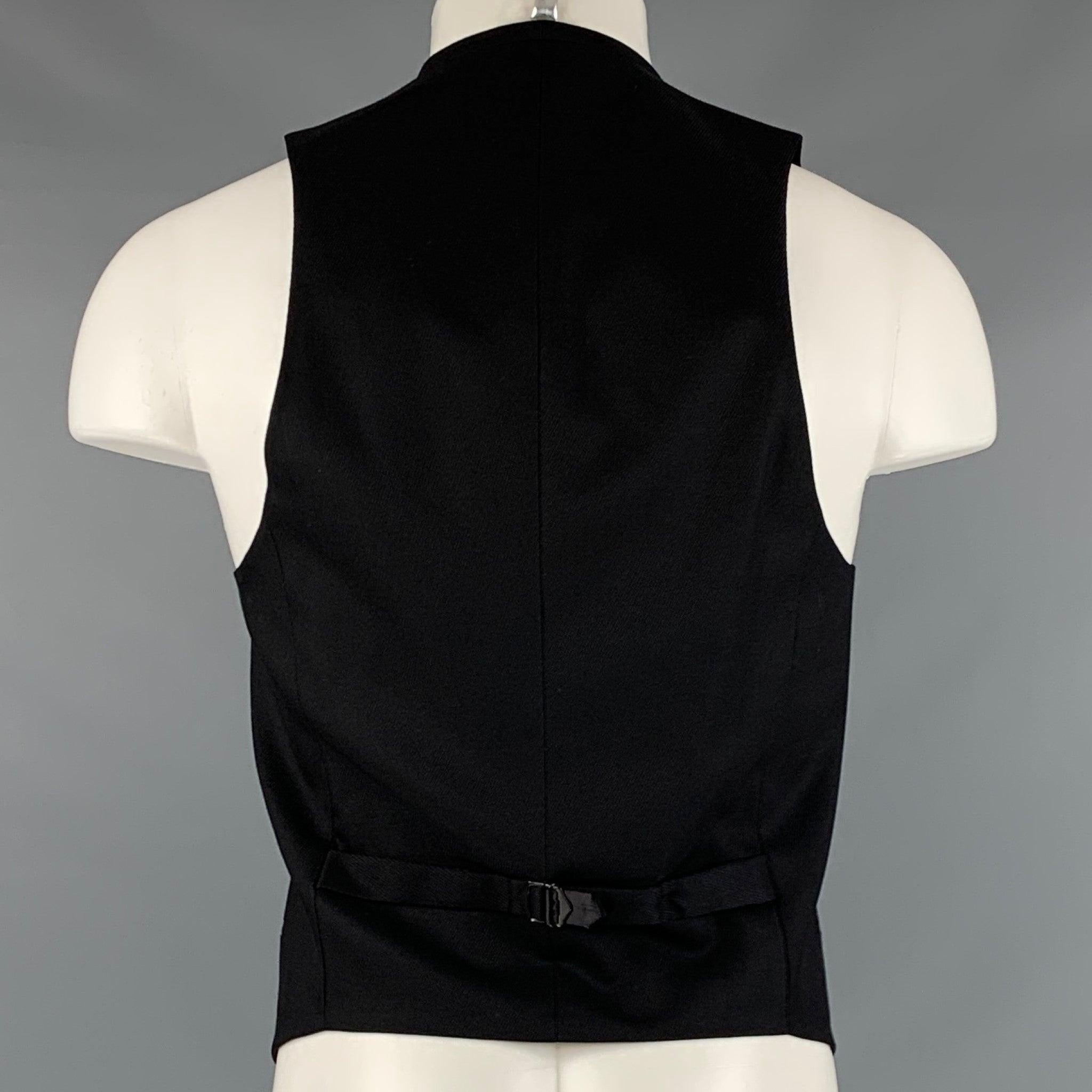 Men's ATO Size 36 Black Wool Silk Double Breasted Vest For Sale