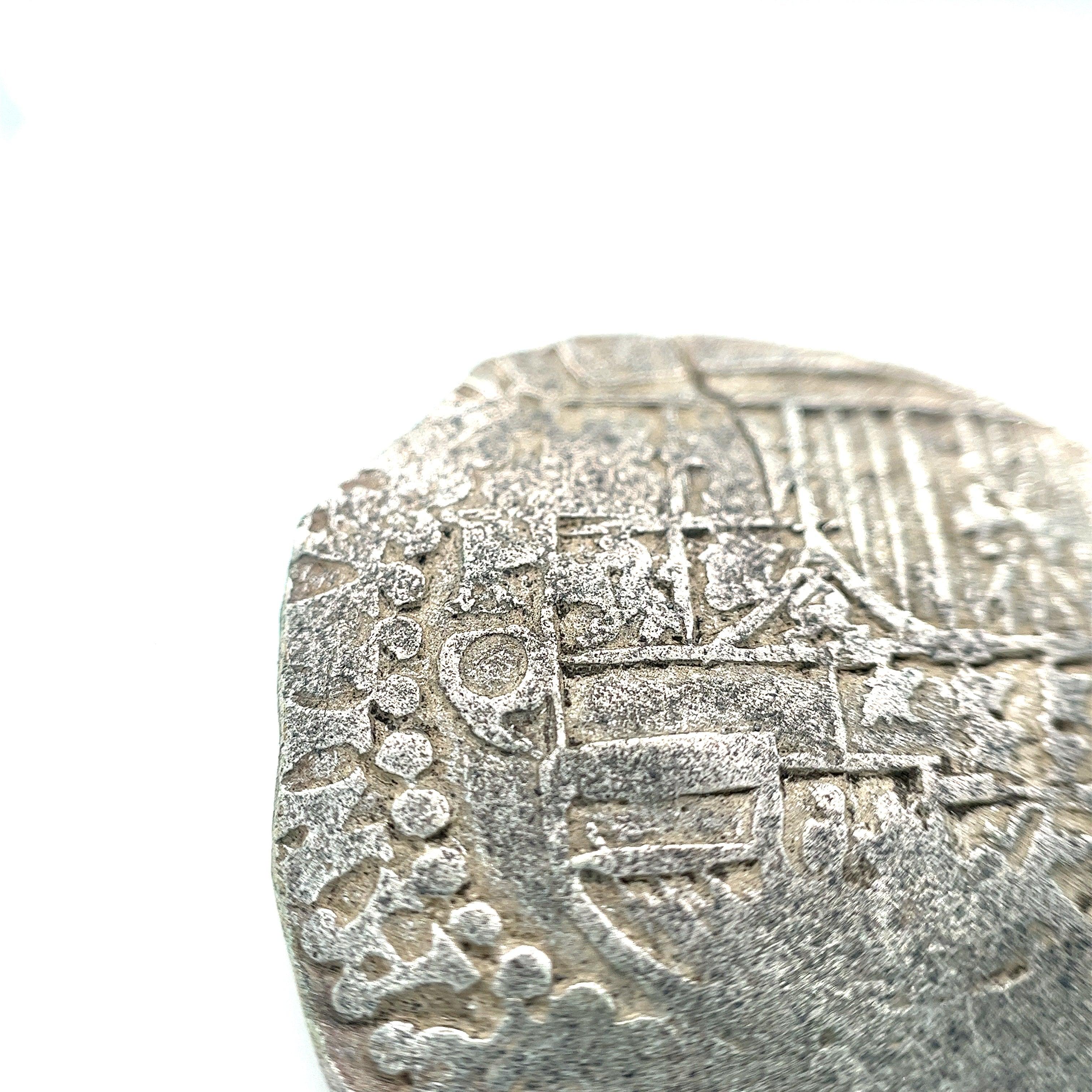 Atocha Shipwreck 4 Reale Grade 2 Potosi Mint Coin and 14K Gold Bezel Pendant For Sale 1