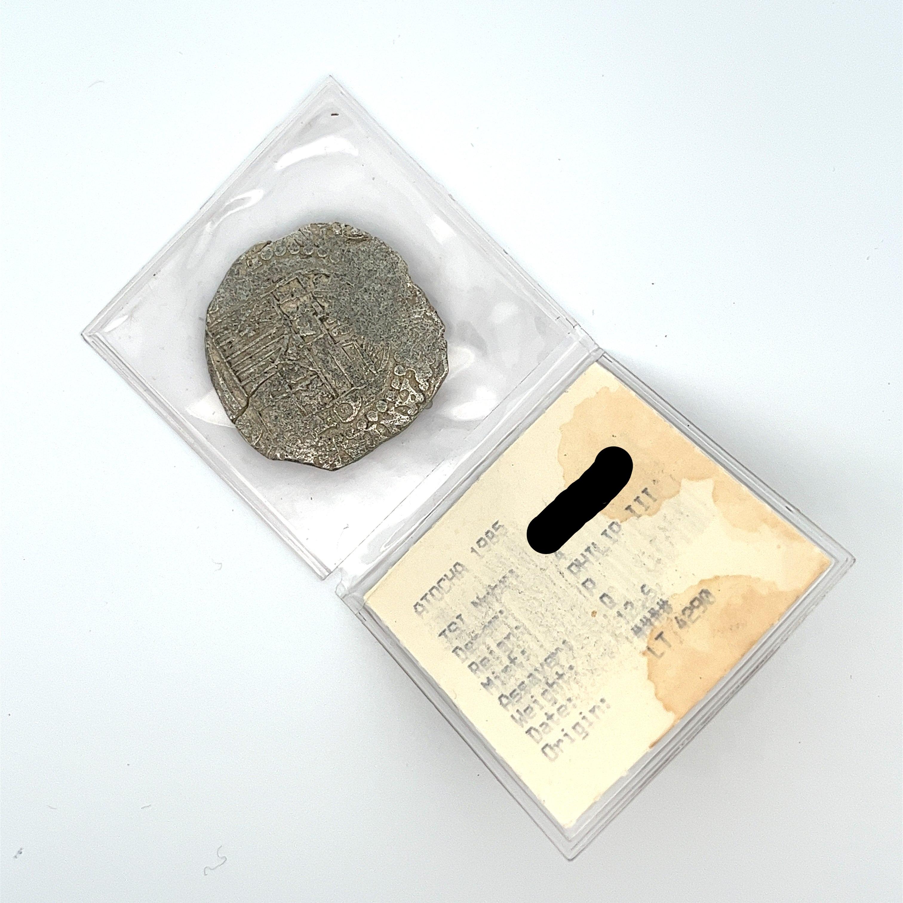 Atocha Shipwreck 4 Reale Grade 2 Potosi Mint Coin and 14K Gold Bezel Pendant For Sale 3