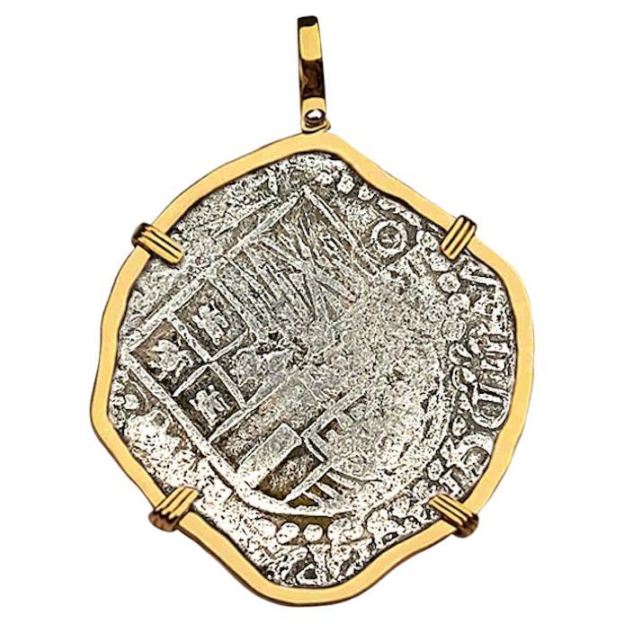 Atocha Shipwreck 8 Reale Grade 1 Coin and Gold Pendant For Sale