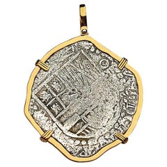 Antique Atocha Shipwreck 8 Reale Grade 1 Coin and Gold Pendant