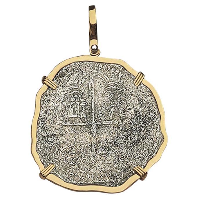 Atocha Shipwreck 8 Reale Grade 3 Potosi Mint Coin and Gold Pendant For Sale