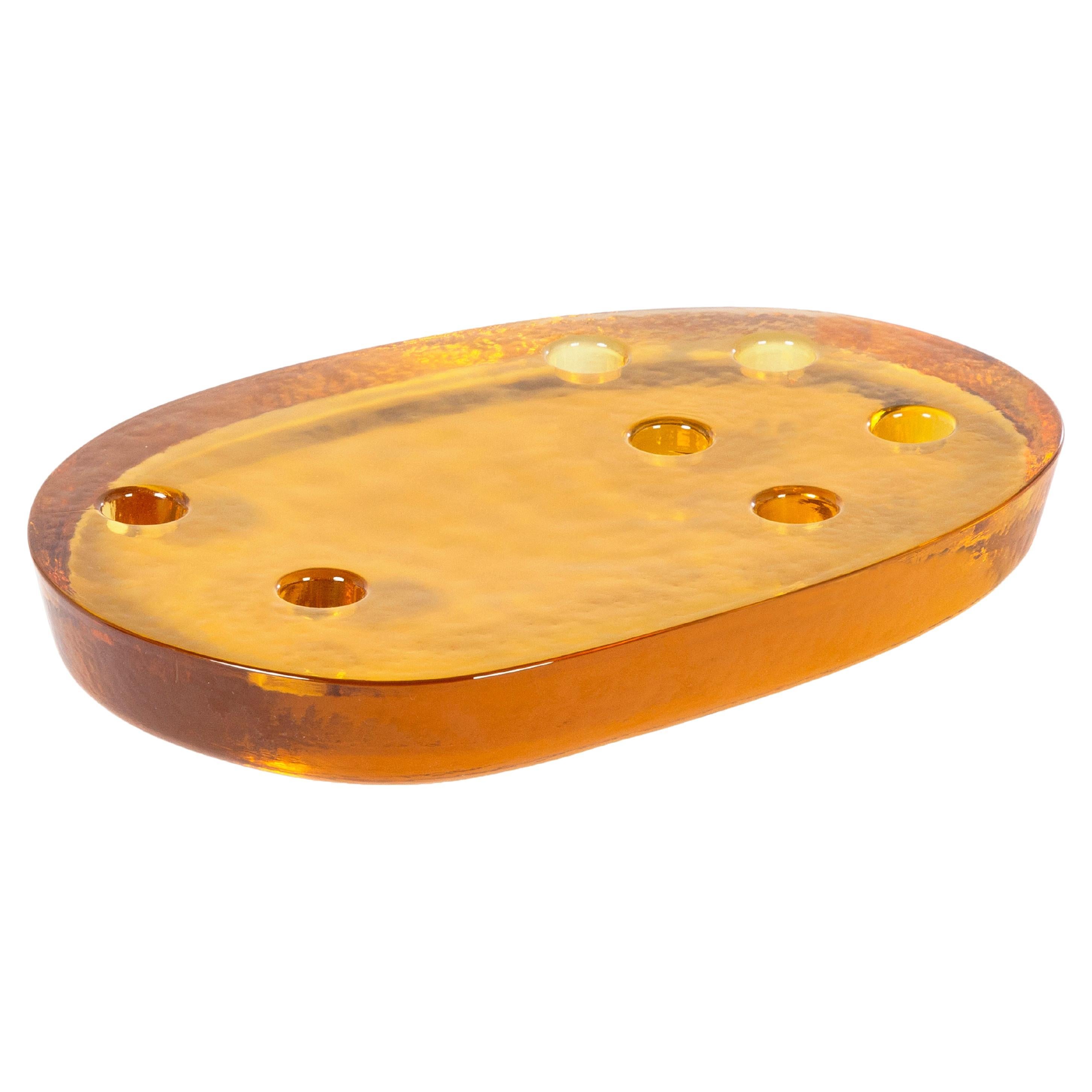 Atoll Big Amber Candle Holder by Pulpo For Sale