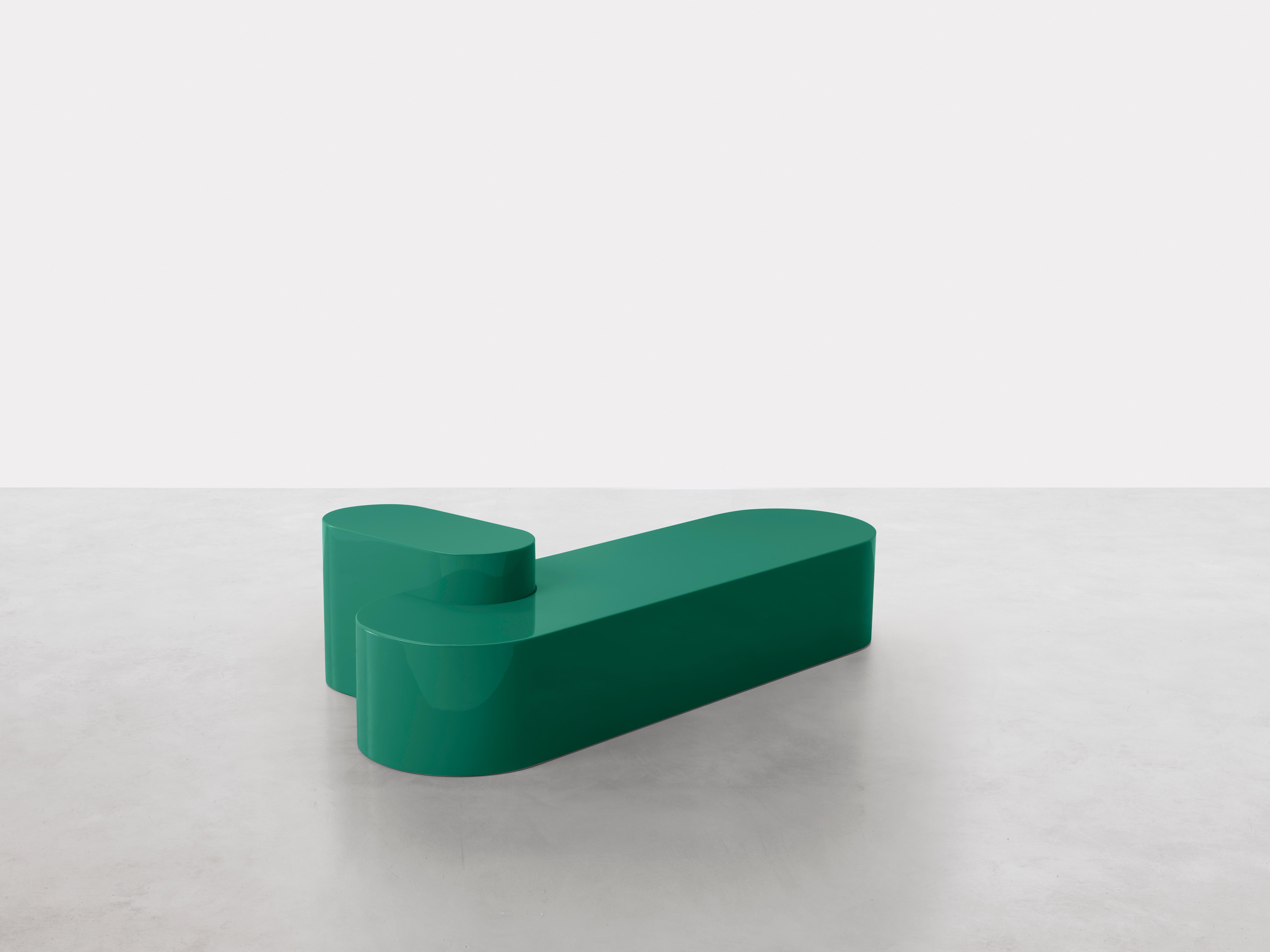 Atollo Coffee Table by Somaschini
Dimensions: W 140 x D 72 x H 35 cm
Materials: Lightened mdf monolithic structure with emptying. Patina green high gloss polyester lacquered finish.

Coffee table in N.116 Patina green lacquered high gloss