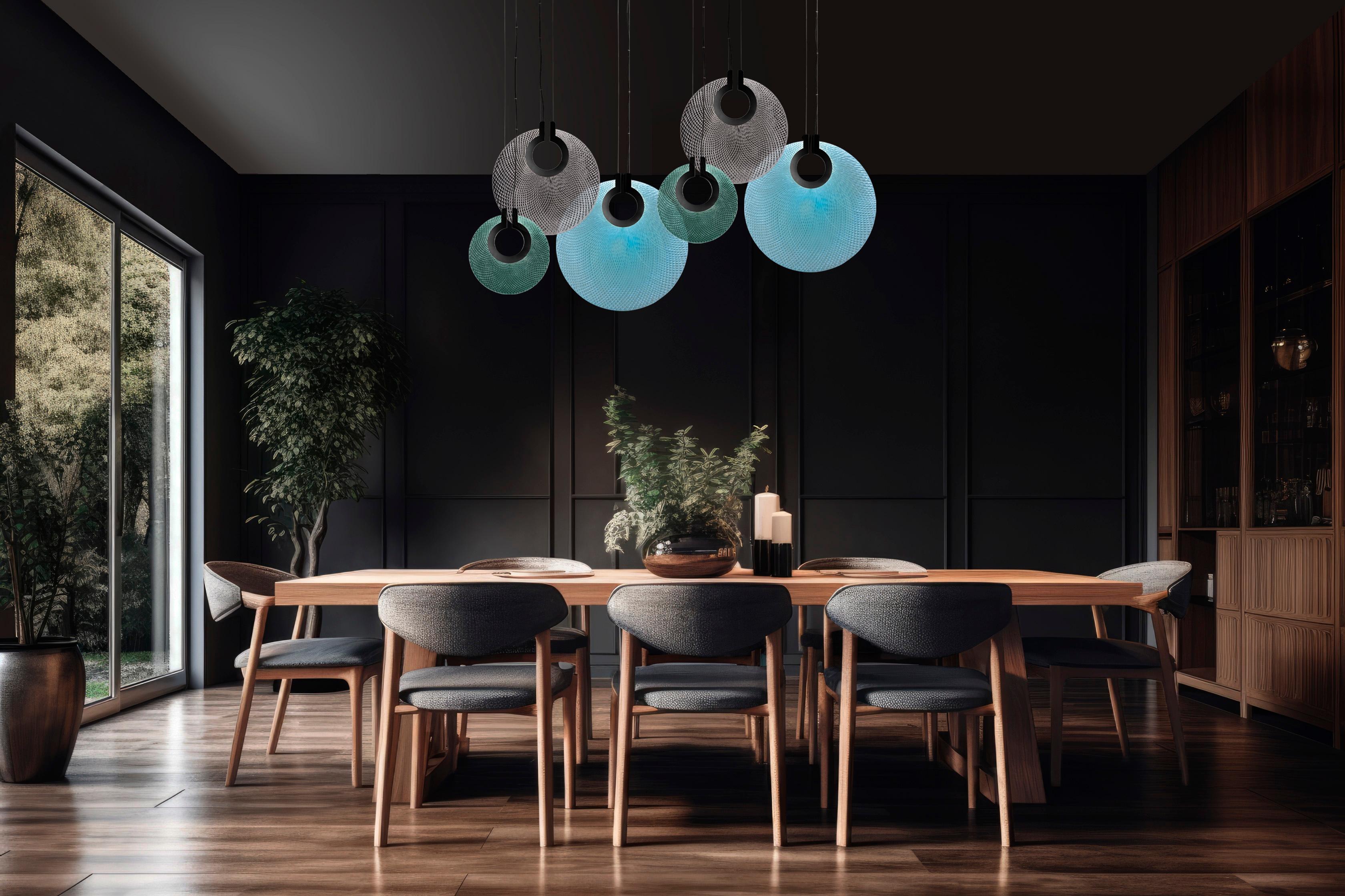 Italiano Lampada a sospensione Atollo S3 di Euroluce Lampadari in vendita