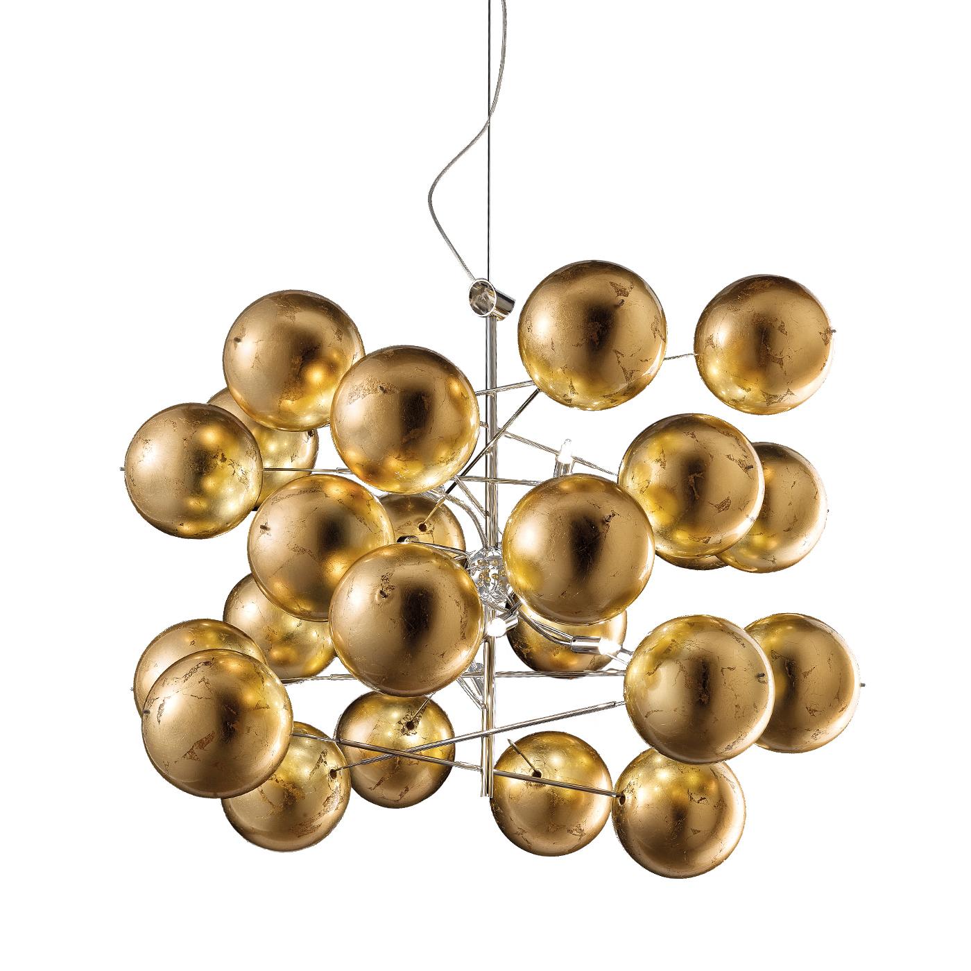 Atom Ø 80 satin gold chandelier.