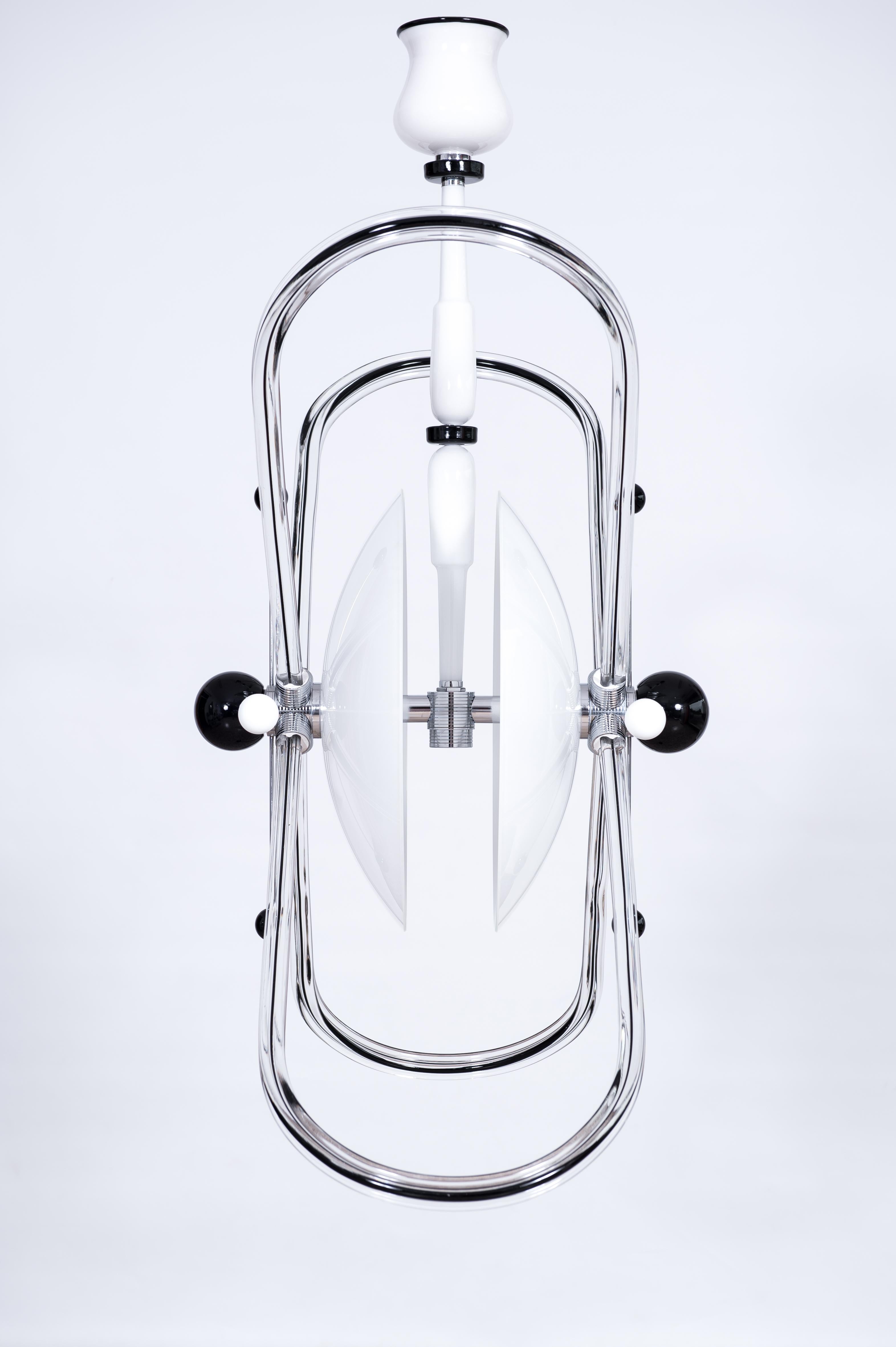 Chandelier Atom au design Contemporary en verre de Murano italien noir et blanc  en vente 4