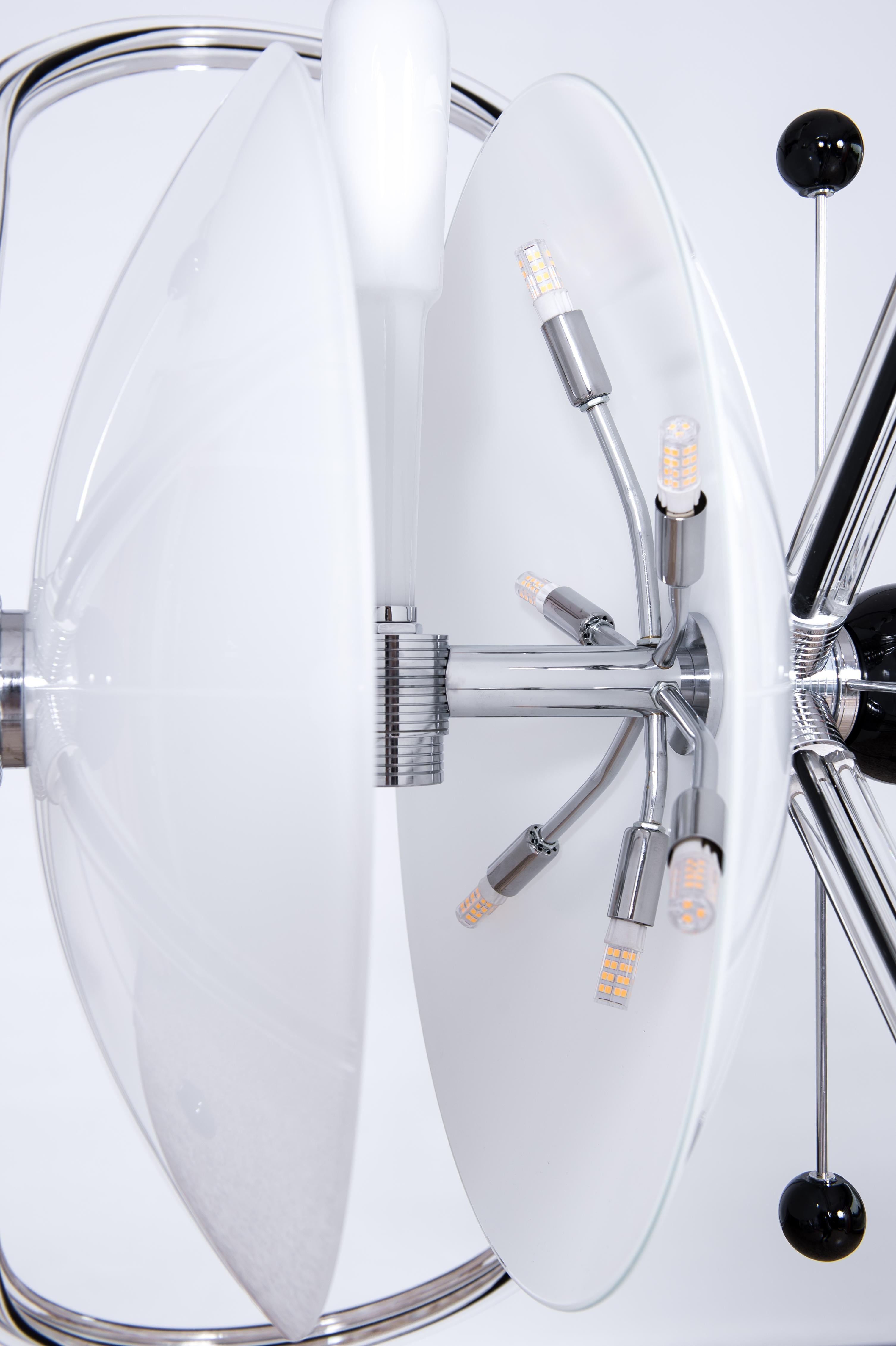 Chandelier Atom au design Contemporary en verre de Murano italien noir et blanc  en vente 8