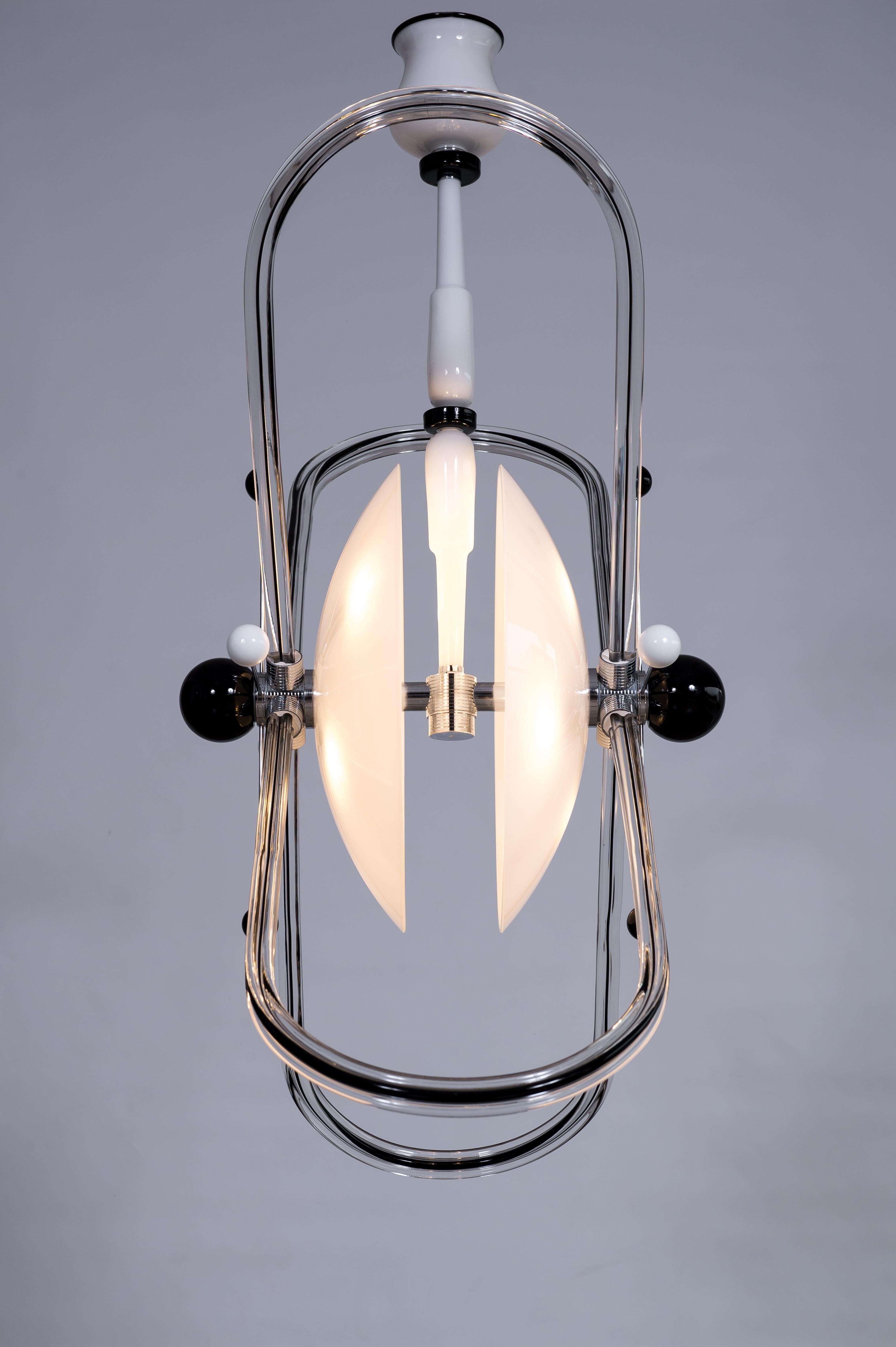 Chandelier Atom au design Contemporary en verre de Murano italien noir et blanc  en vente 11