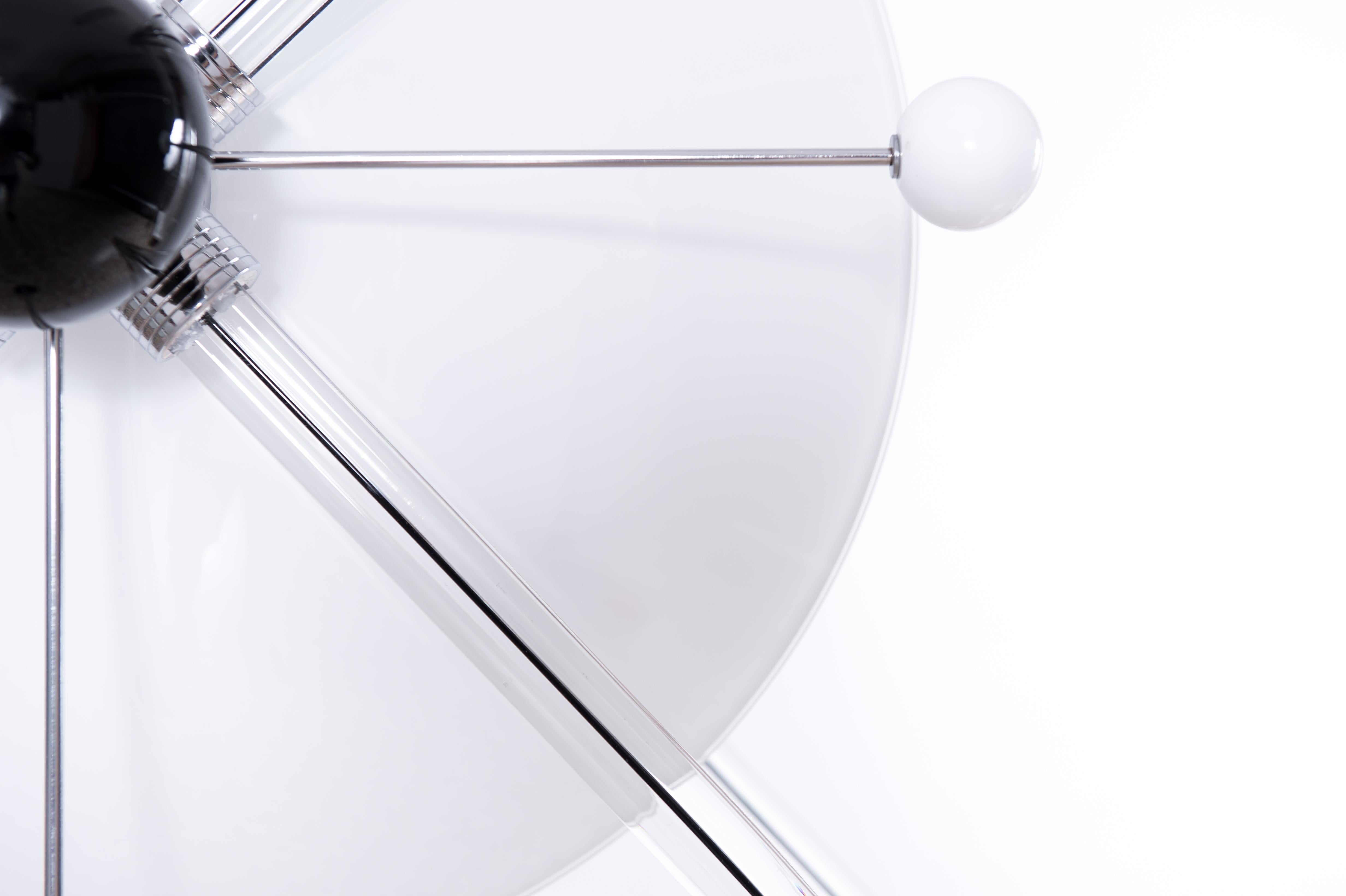 Verre Chandelier Atom au design Contemporary en verre de Murano italien noir et blanc  en vente