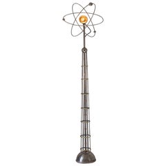 Atom Lamp. Space age steel and brass tribute to the 1950's Atomic Whirl pattern