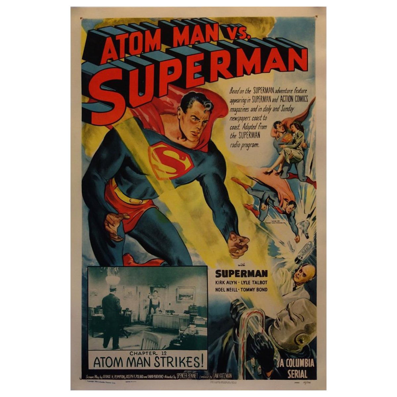 Atom Man Vs Superman ''1950'' Poster For Sale at 1stDibs