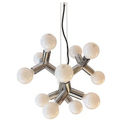 Atomic 12HL Space Age Kronleuchter aus Chrom von J.T. Kalkar, Deutschland, um 1970