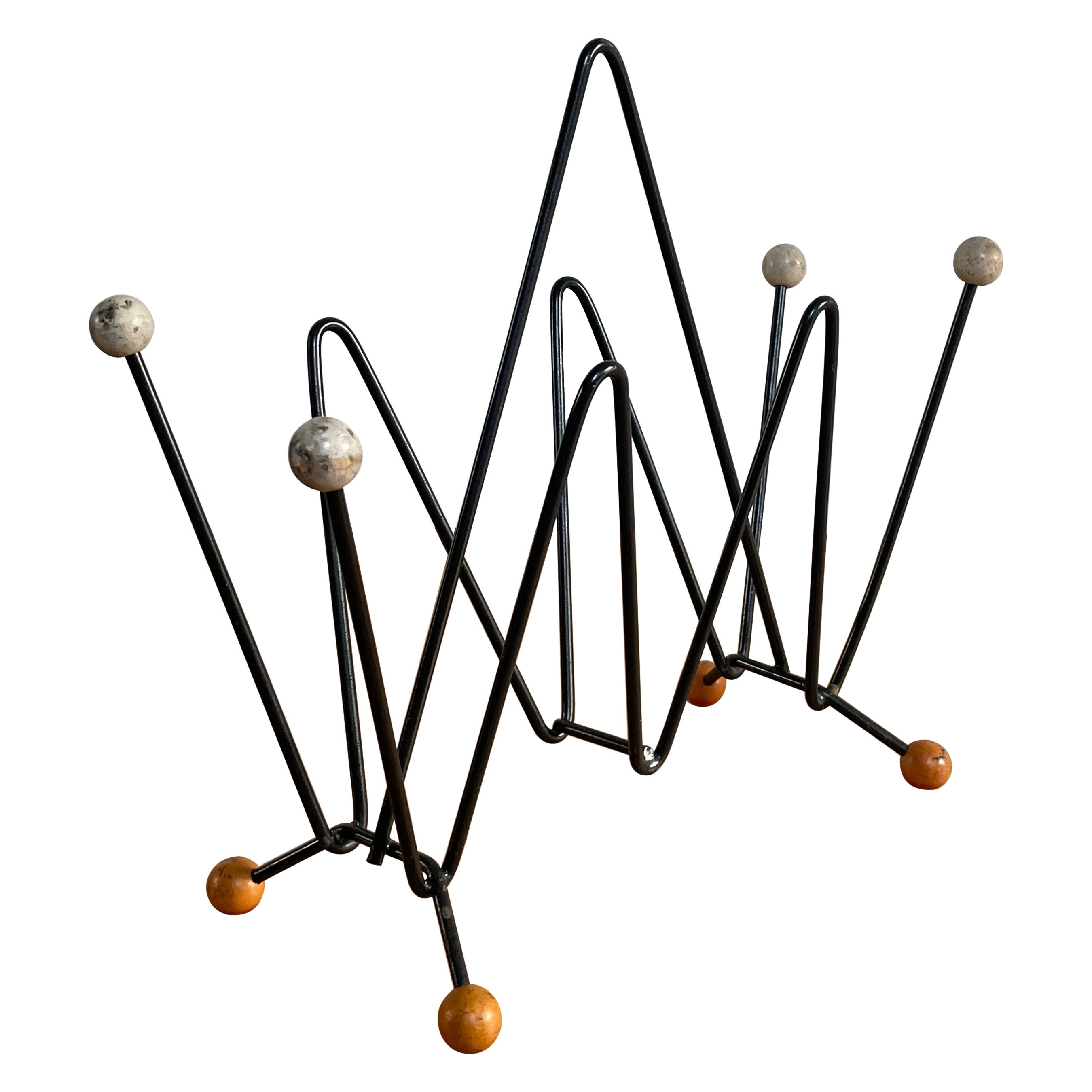 Atomic 1950's English Wrought Iron Book Holder \ Magazine Rack