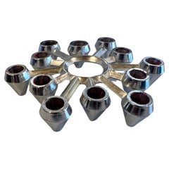 Atomic Age Chrome Plated Mid Century Japanese 12 Candle Holder