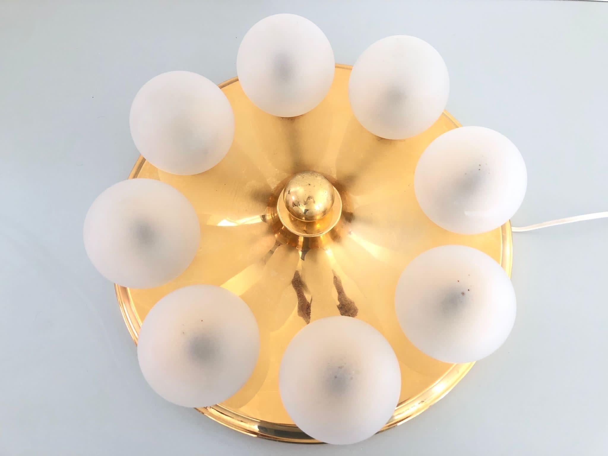 Atomic Age Gold Metal and 8 Ball Flush Mount Light by Kinkeldey, 1970s, Germany For Sale 5