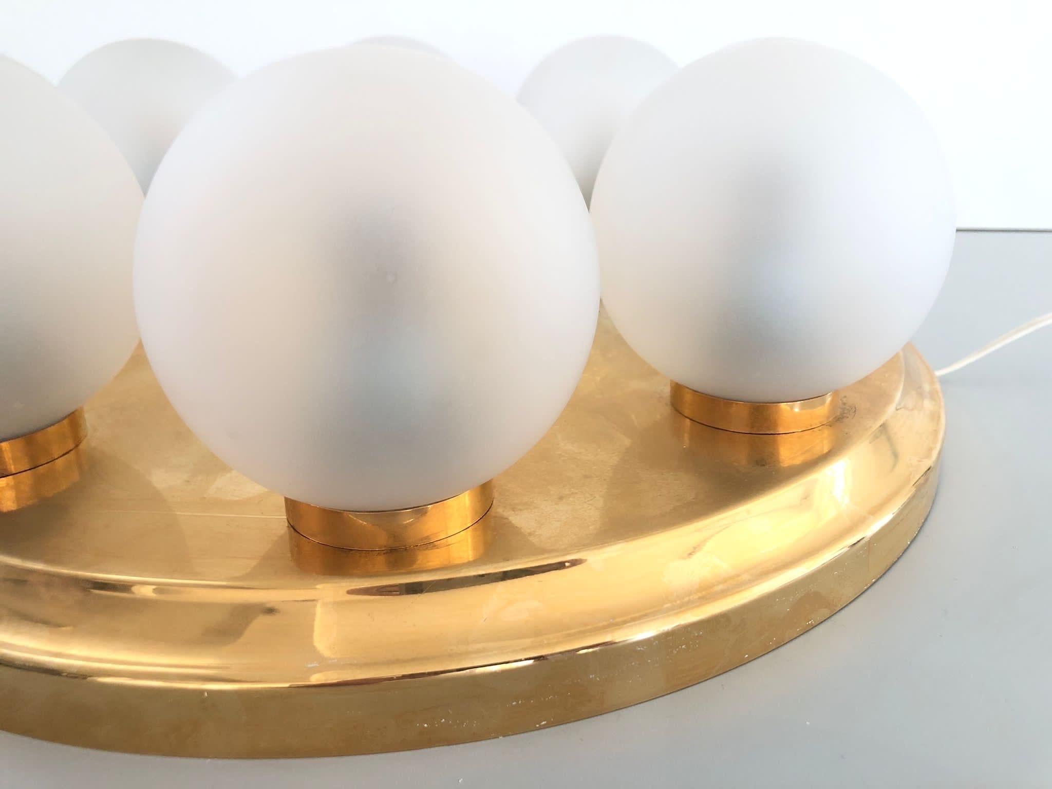 Atomic Age Gold Metal and 8 Ball Flush Mount Light by Kinkeldey, 1970s, Germany For Sale 2