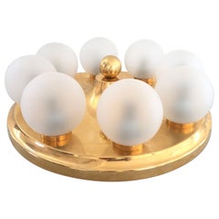Atomic Age Gold Metal and 8 Ball Flush Mount Light by Kinkeldey, 1970s, Germany