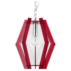 Atomic Age Lucite String & Red Acrylic Pendant