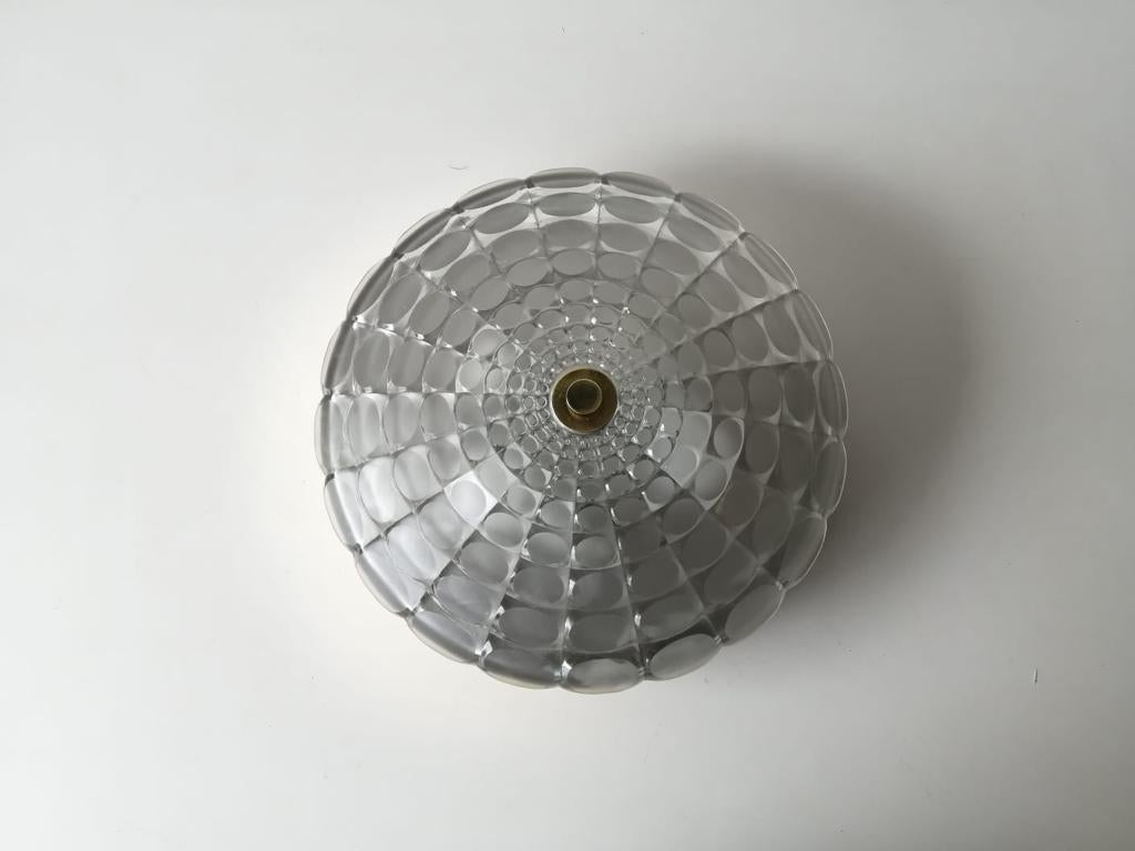 Mid-Century Modern Atomic Age Metal and Glass Flush Mount or Wall Lamp by Hustadt, 1960s Germany For Sale