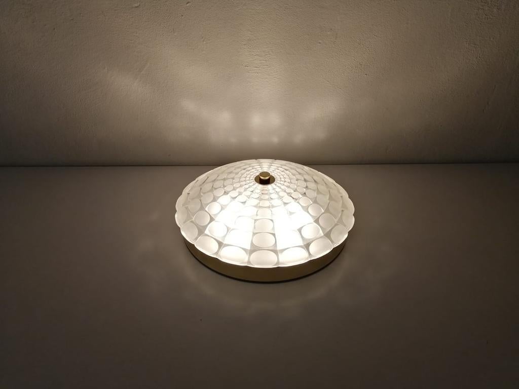 Atomic Age Metal and Glass Flush Mount or Wall Lamp by Hustadt, 1960s Germany For Sale 1