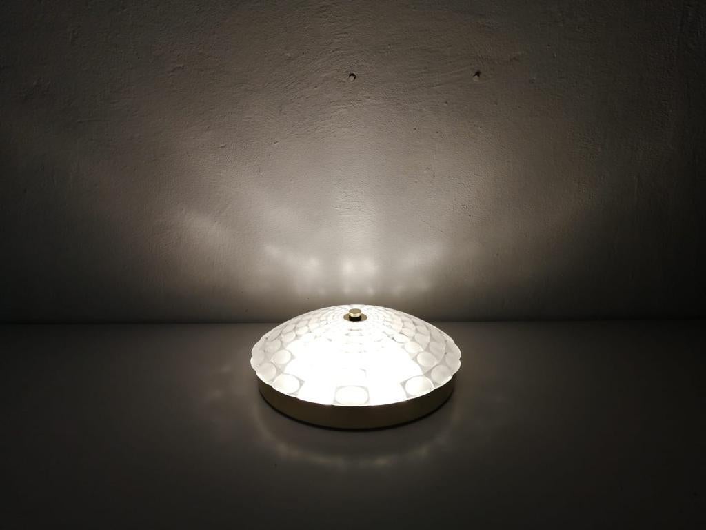 Métal Lampe encastrée ou applique en métal et verre de l'ère atomique par Hustadt, Allemagne, années 1960 en vente