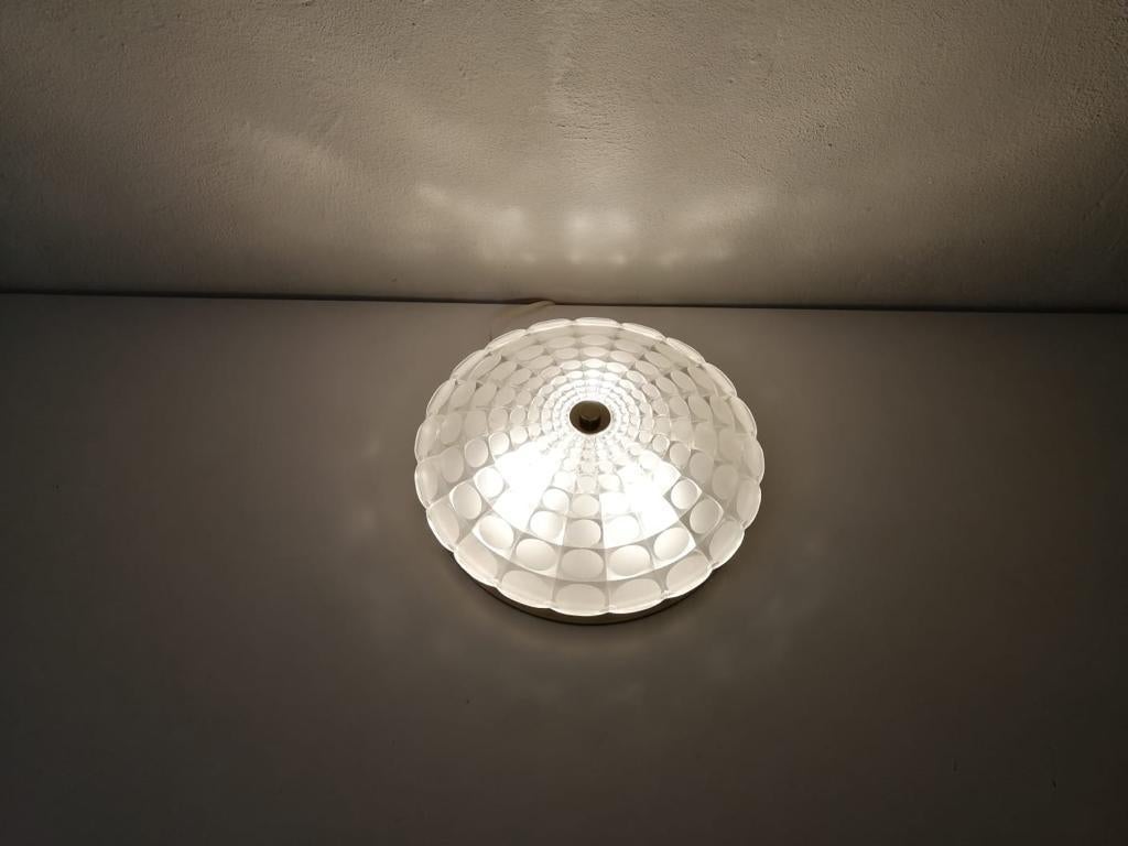 Atomic Age Metal and Glass Flush Mount or Wall Lamp by Hustadt, 1960s Germany For Sale 3