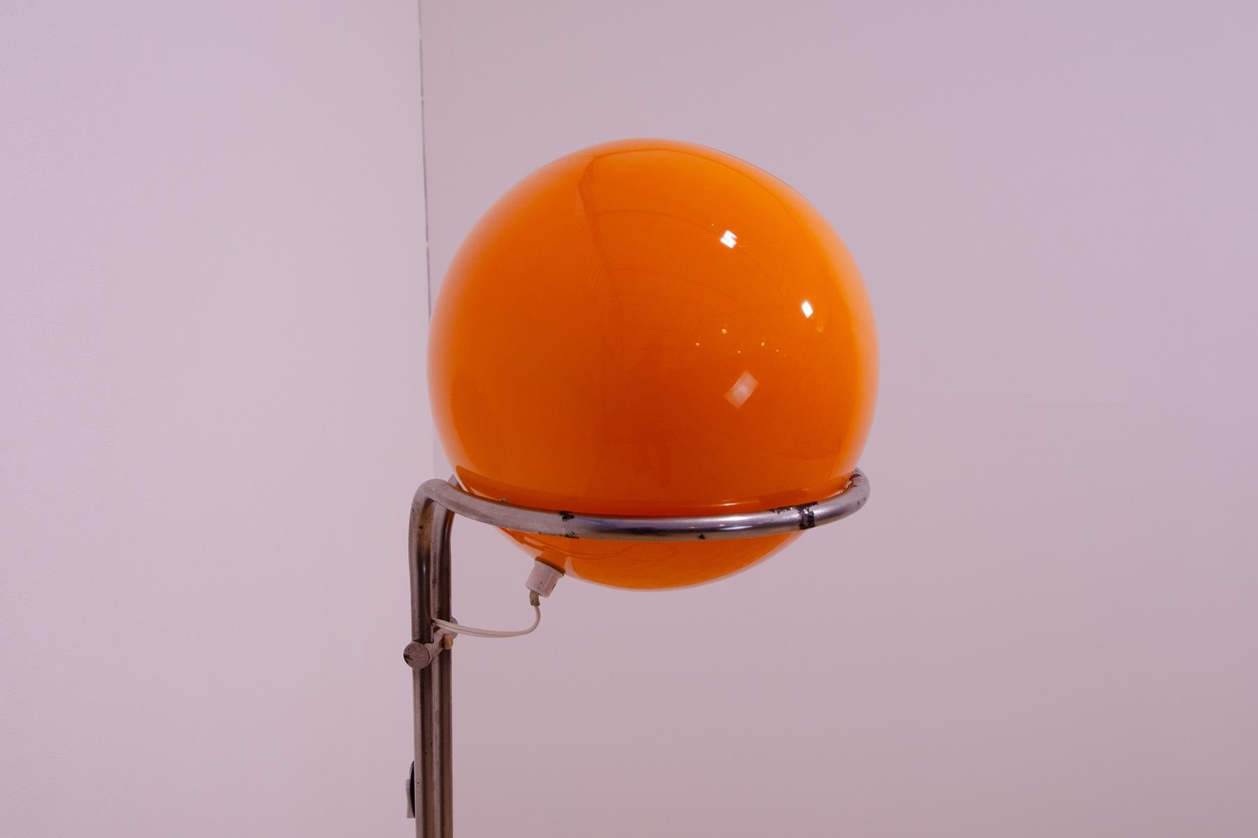 Atomic age Orange glass floor lamp by Tibor Hazi, Hungary, 1973 For Sale 2