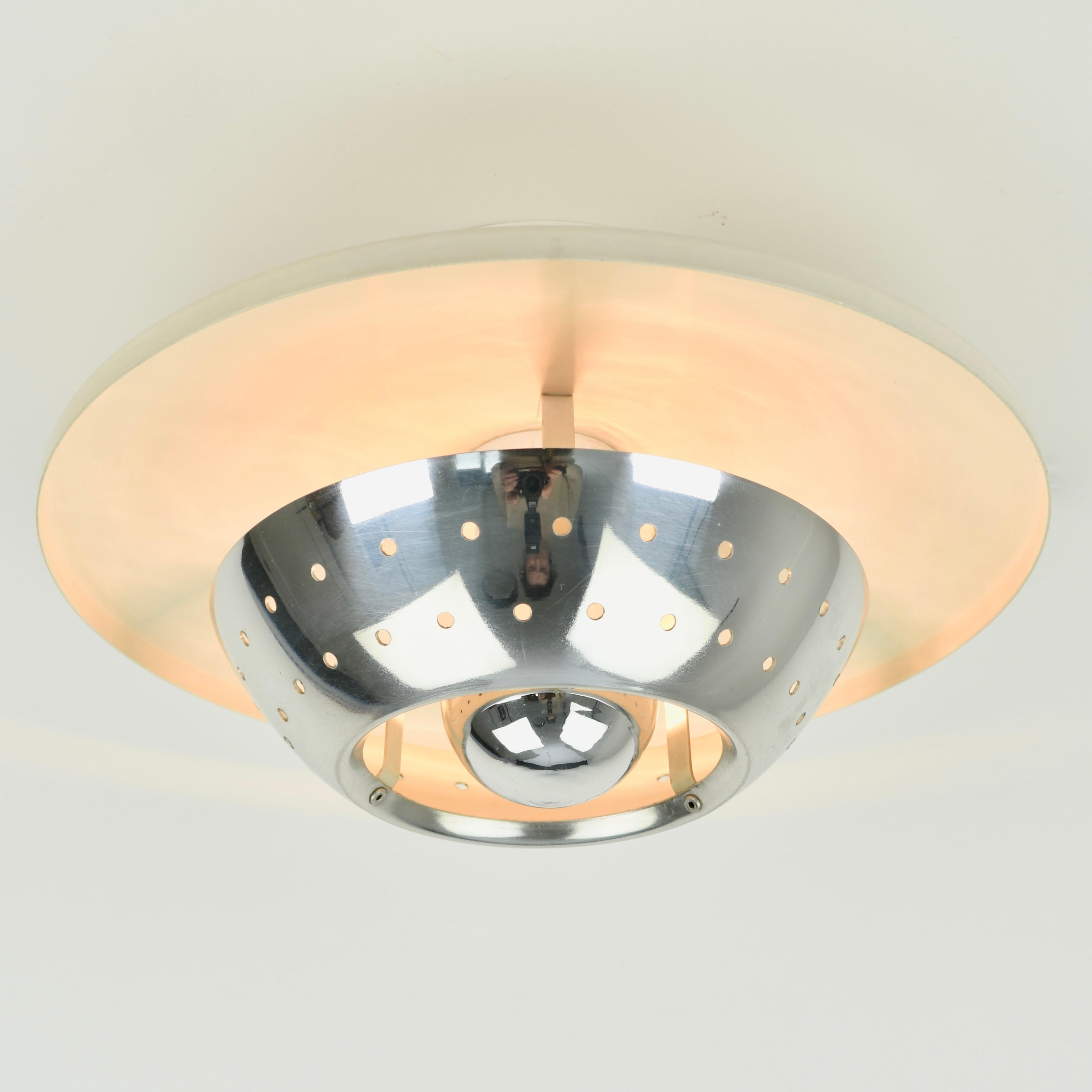 Atomic Age perforated Flush Mount 1950s In Good Condition For Sale In AMSTERDAM, NL