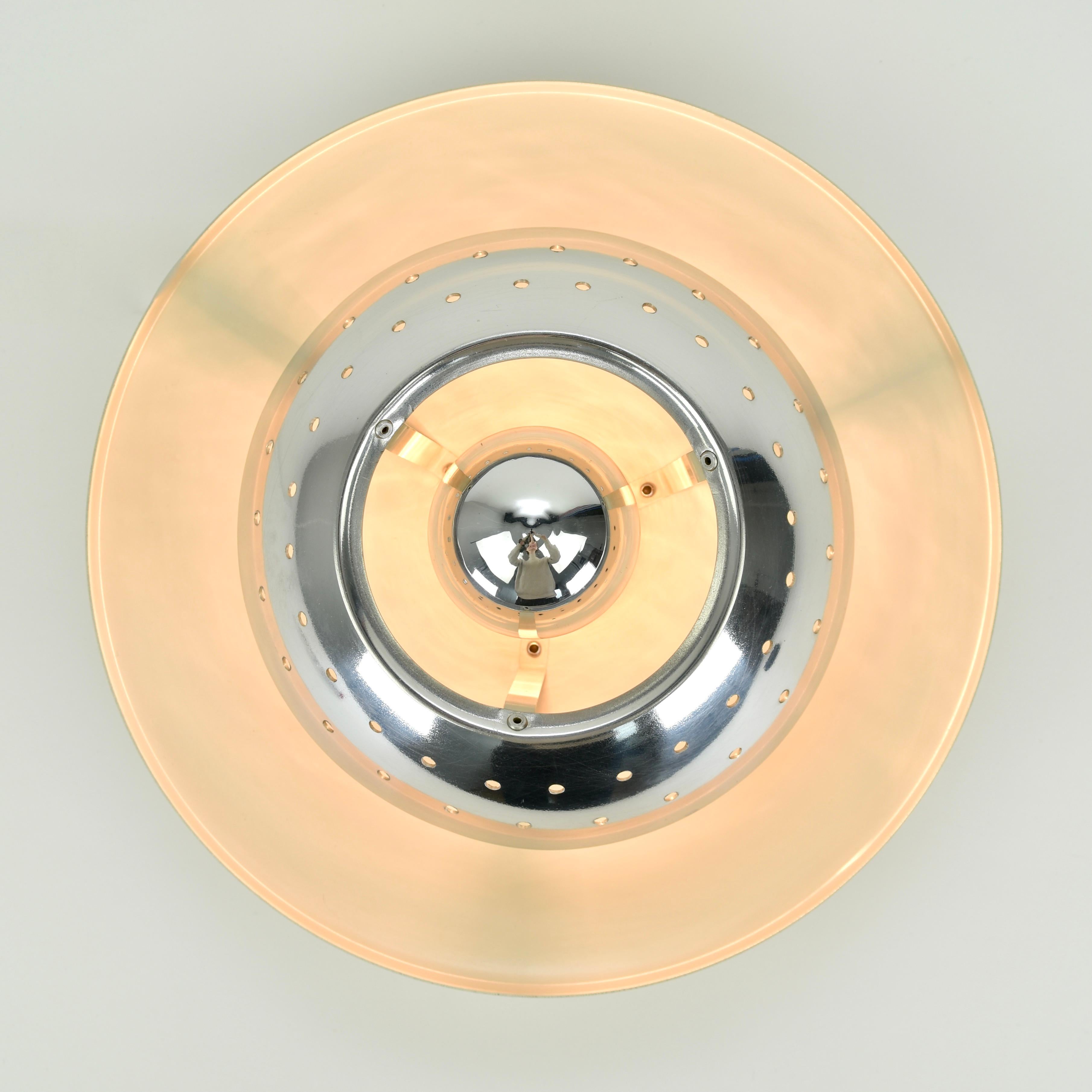 Metal Atomic Age perforated Flush Mount 1950s For Sale