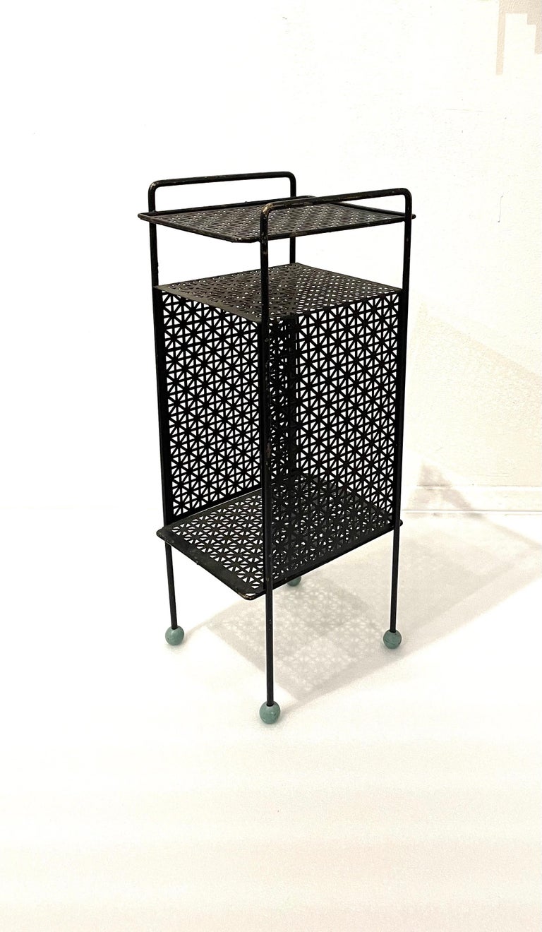 Atomic Age Perforated Metal Record/Telephone Stand For Sale at 1stDibs