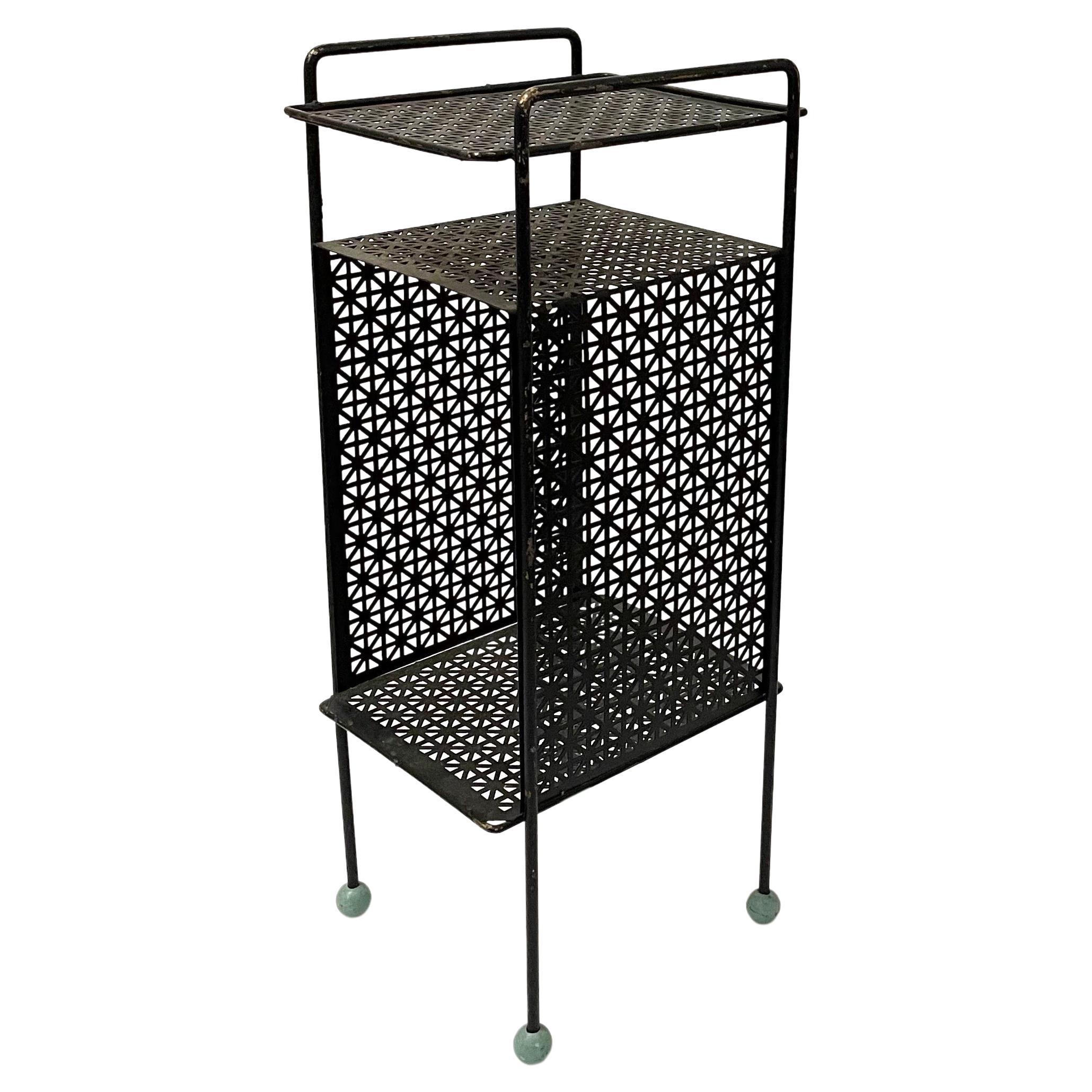 Atomic Age Perforated Metal Record/Telephone Stand
