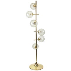 Atomic Brass Floor Lamp by Max Bill for Temde, Switzerland, 1960s